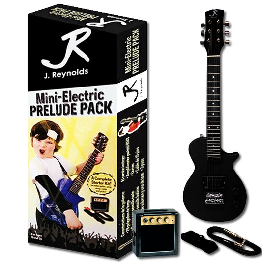 J.Reynolds JRPKLPBK Mini LP Electric Guitar Prelude Starter Pack in Black
