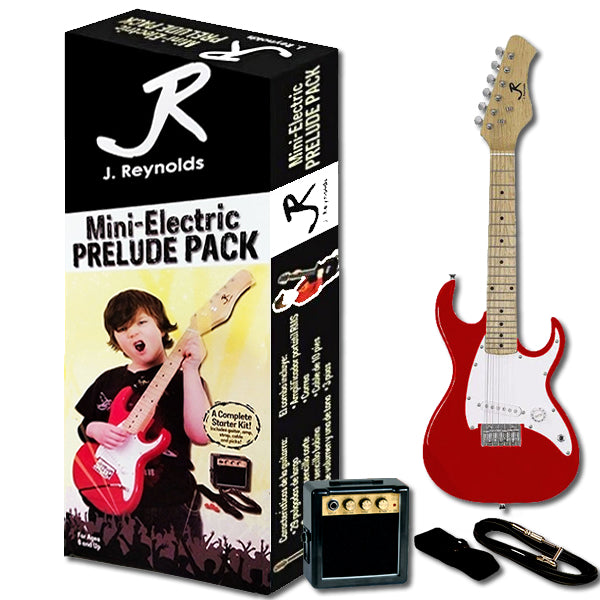 J.Reynolds JRPKSTRD Mini ST Electric Guitar Prelude Starter Pack in Red