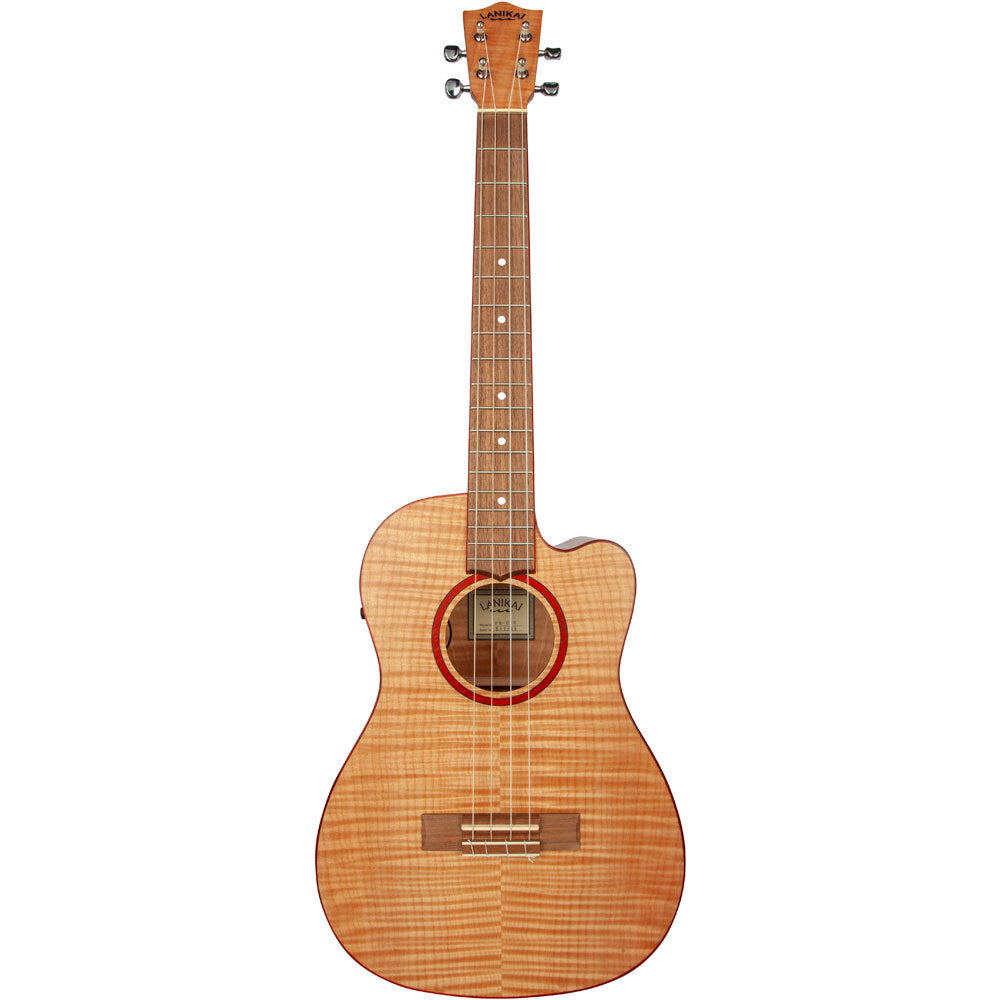 Lanikai Flamed Maple Series Baritone Acoustic Electric Ukulele in Natural Satin Finish
