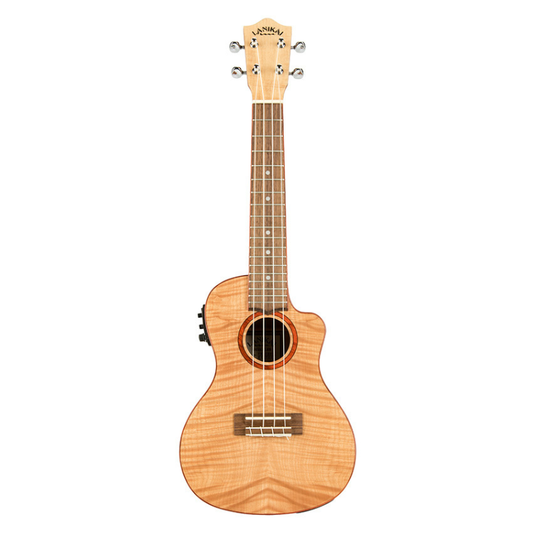 Lanikai Flamed Maple Series Concert Acoustic Electric Ukulele in Natural Satin Finish