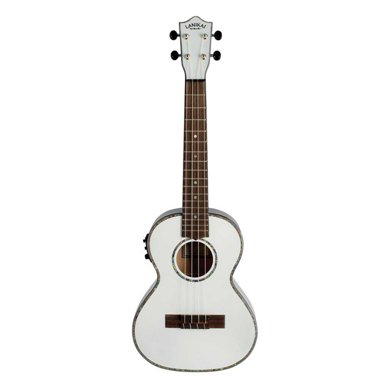 Lanikai Julia Michaels Signature Tenor AC/EL Ukulele in White Pearl Finish