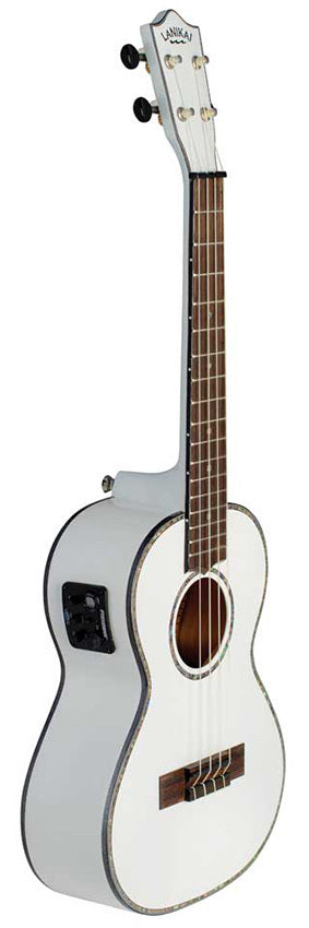 Lanikai Julia Michaels Signature Tenor AC/EL Ukulele in White Pearl Finish