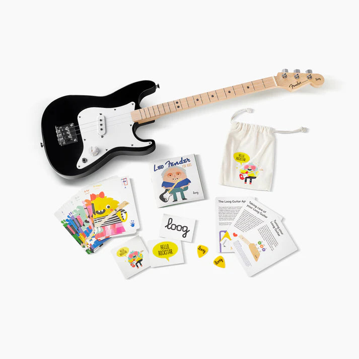 Fender X Loog Kids Stratocaster Electric Guitar in Black