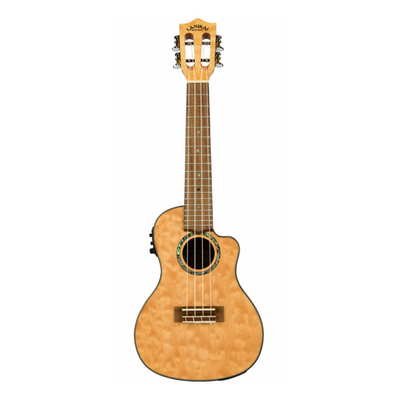 Lanikai Quilted Maple Concert Acoustic Electric Ukulele in Natural Stain Gloss Finish