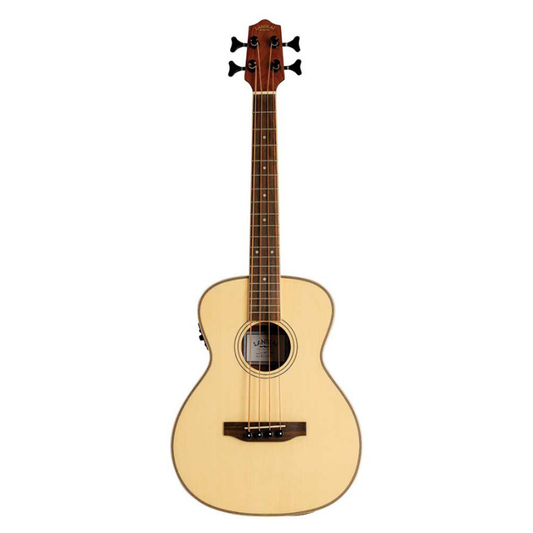 Lanikai Solid Spruce Top Series Acoustic Electric Bass Ukulele in Natural Satin Finish
