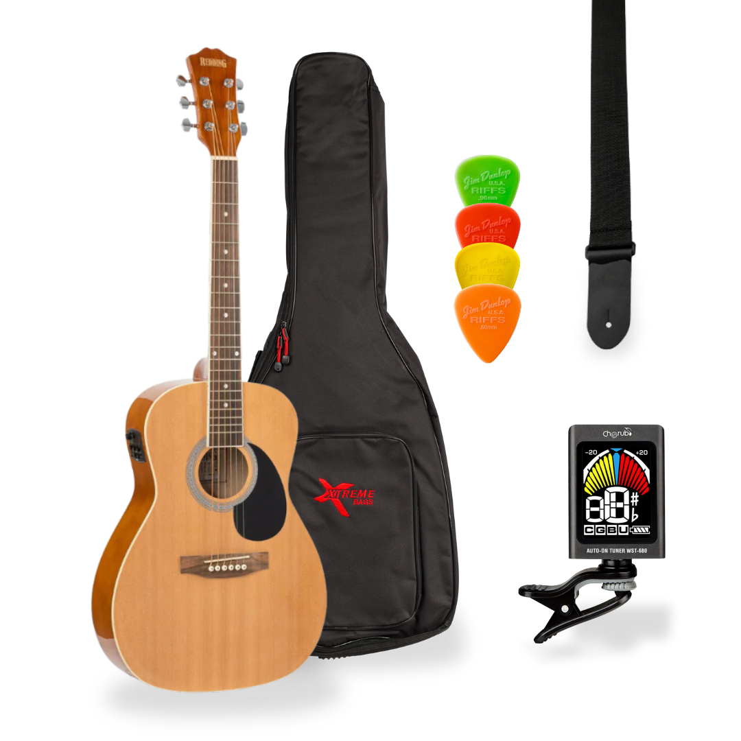 Southside Pack: Redding RED34E 3/4-Sized Right-Handed Steel-String Acoustic Electric Guitar in Natural Finish