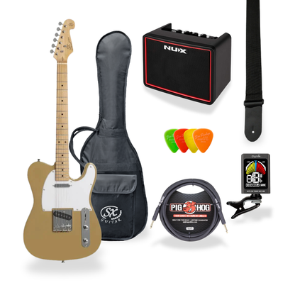 Southside Pack: SX VET50BSB Full-Sized Right-Handed Tele-Style Electric Guitar in Butterscotch Blonde