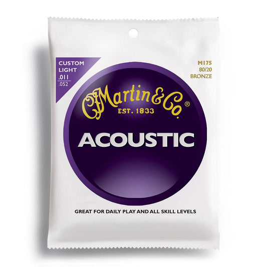 Martin M175 80/20 Bronze Acoustic Guitar Strings Custom Light 11-52