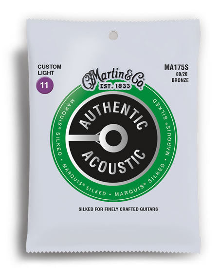 Martin MA175S Authentic Acoustic Marquis Silked 80/20 Bronze Custom Light Acoustic Guitar String Set (11-52)
