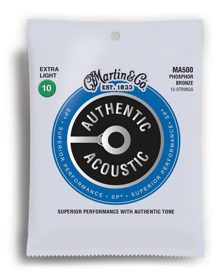 Martin Authentic Acoustic SP 92/8 Phosphor Bronze Extra Light 12 String Acoustic Guitar String Set (10-47)