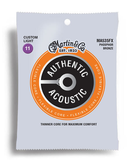 Martin Authentic Acoustic Flexible Core 92/8 Phosphor Bronze Custom Light Acoustic Guitar String Set (11-52)