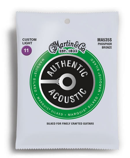 Martin Authentic Acoustic Marquis Silked 92/8 Phosphor Bronze Custom Light Acoustic Guitar String Set (11-52)