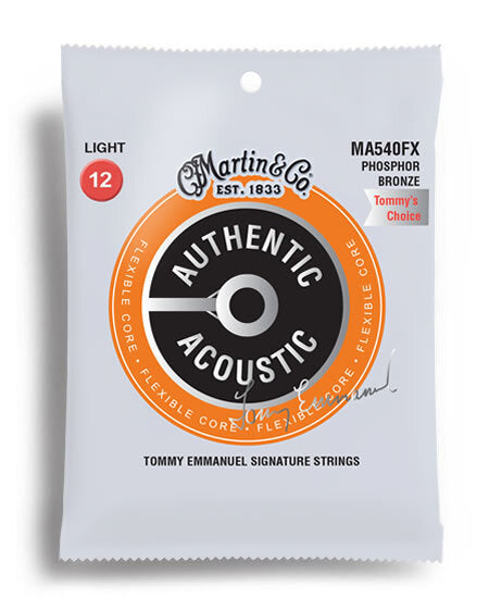 Martin MA540FX Authentic Acoustic Flexible Core 92/8 Phosphor Bronze "Tommy's Choice" Light Acoustic Guitar String Set (12-54)