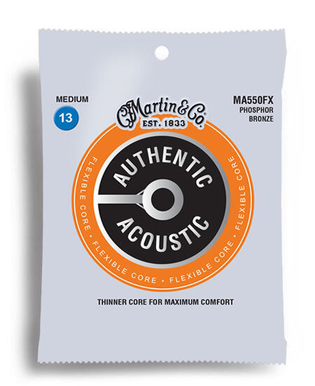 Martin MA550FX Authentic Acoustic Flexible Core 92/8 Phosphor Bronze Custom Light Acoustic Guitar String Set (13-56)