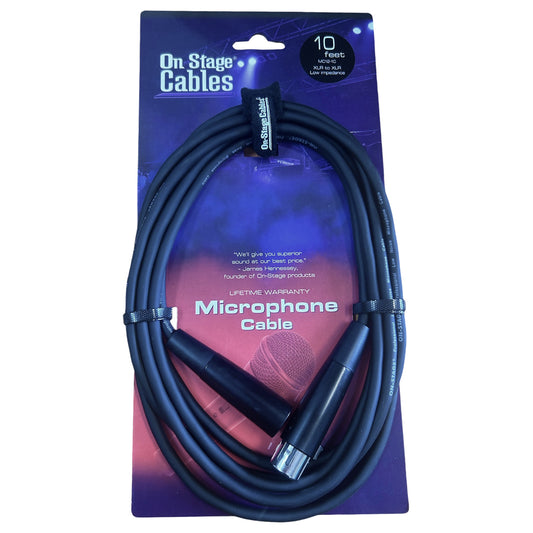 On-Stage 10ft Microphone Cable (XLR Male - XLR Female)
