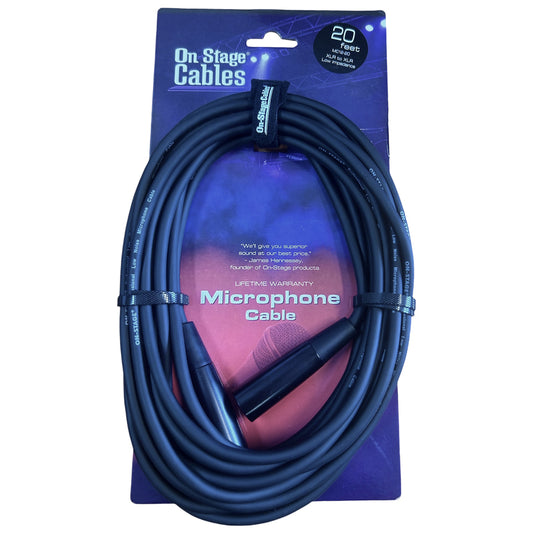 On-Stage 20ft Microphone Cable (XLR Male - XLR Female)