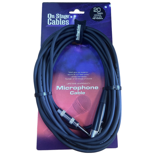 On-Stage 20ft Microphone Cable (1/4" Straight TS - XLR Female)