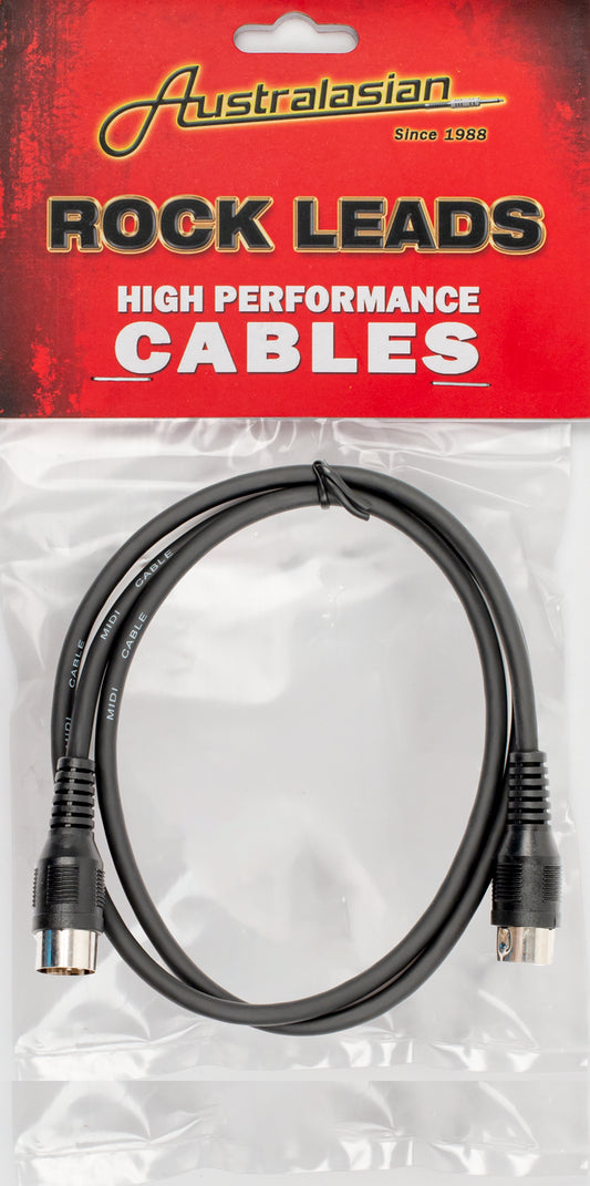 Australasian Music Supplies Rock Leads 3' Midi Cable MD3