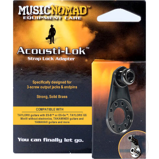 Music Nomad MN273 Acousti-Lok Strap Lock Adapter for 3 Screw Output Jacks & End Pins