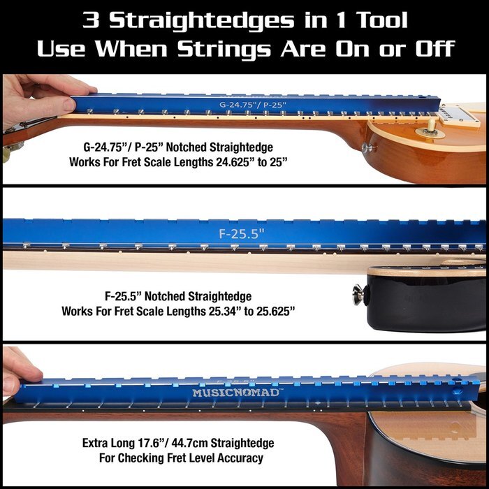 Music Nomad MN821 "Tri-Beam" 3 in 1 Dual Notched Straight Edge & Precision Straightedge