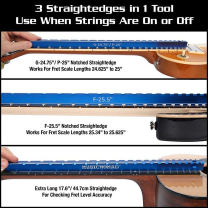 Music Nomad MN821 "Tri-Beam" 3 in 1 Dual Notched Straight Edge & Precision Straightedge