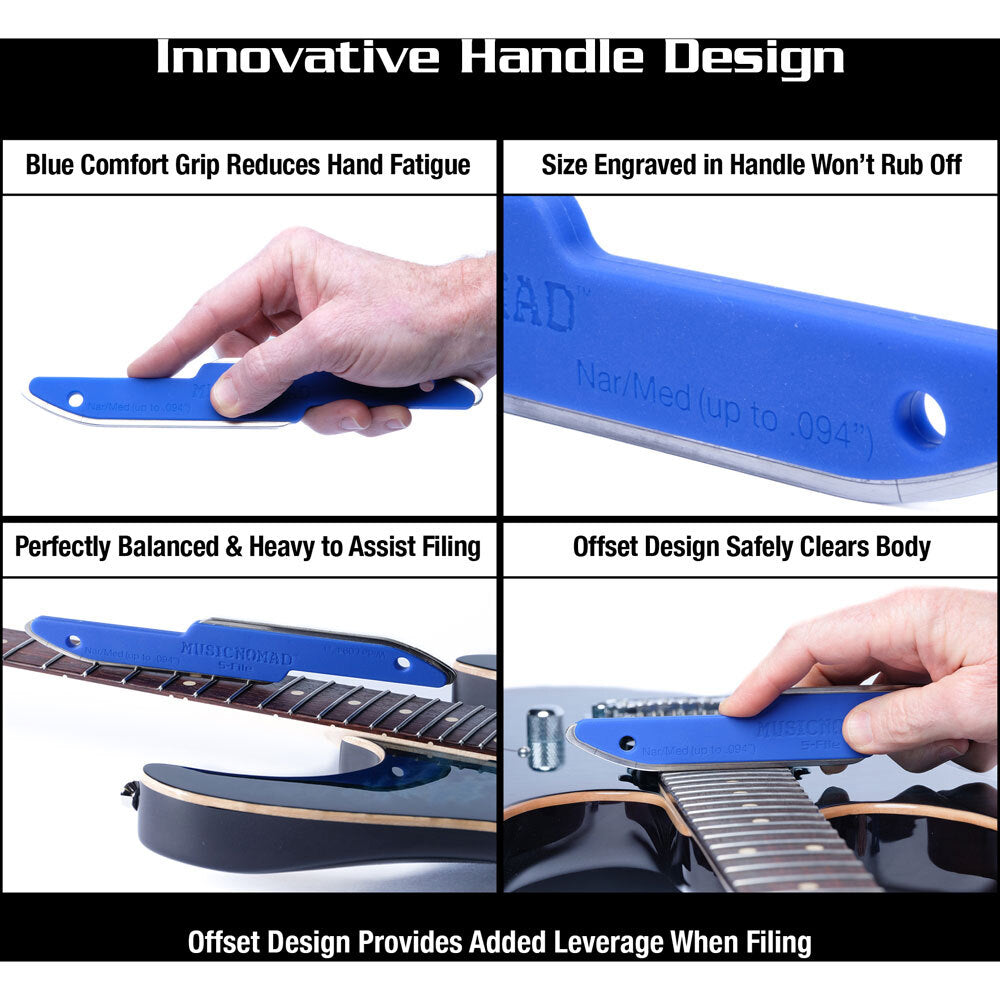 Music Nomad MN850 Diamond Coated Safe Zone Guitar Fret Crowning File (S-File)