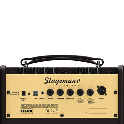 NUX NXAC80 Stageman II Charge, 80W Battery Powered Acoustic Guitar Amplifier with Digital FX
