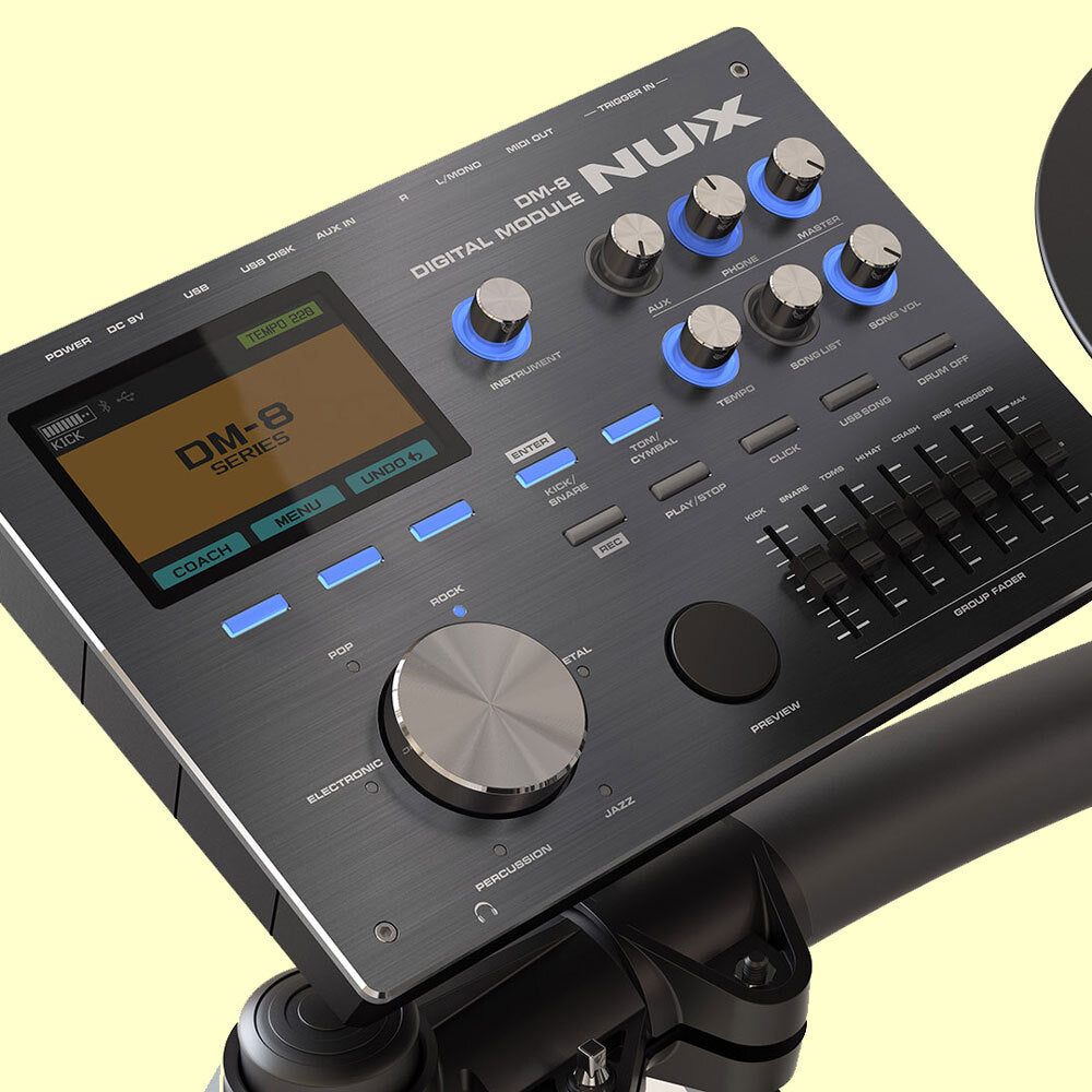 NUX NXDM8 DM8 Professional 9-Piece Electronic Drum Kit with All Mesh Heads