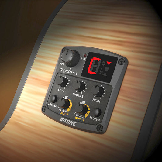 Cherub GT-6 Acoustic Guitar Preamp System with FX, Onboard Tuner & Piezo Pickup