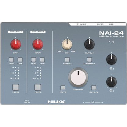 NUX NXNAI24 NAI-24 Professional 2x4, 32-Bit/192kHz USB Audio Interface