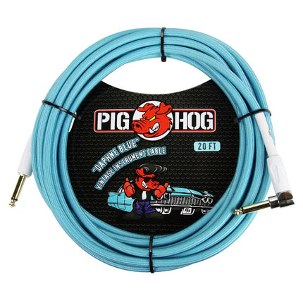 Pig Hog PCH20DBR 20ft Straight/Right Angle Braided Instrument Cable in Daphne Blue