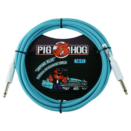 Pig Hog PCH10DB 10ft Straight/Straight Braided Instrument Cable in Daphne Blue