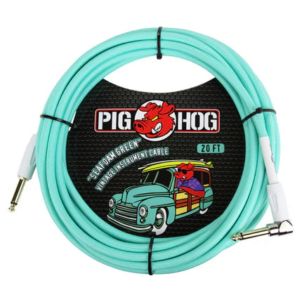 Pig Hog PCH20SGR 20ft Straight/Right Angle Braided Instrument in Seafoam Green