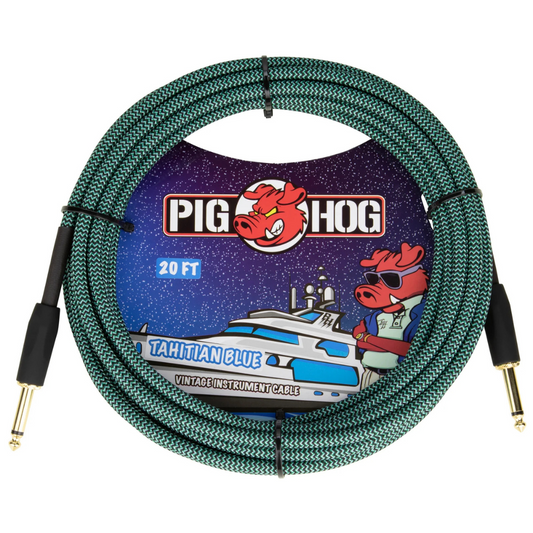 Pig Hog PCH20TABR 20ft Straight/Straight Braided Instrument Cable in Tahitian Blue