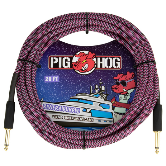 Pig Hog PCH20RPP 20ft Straight/Straight Braided Instrument Cable in Riviera Purple