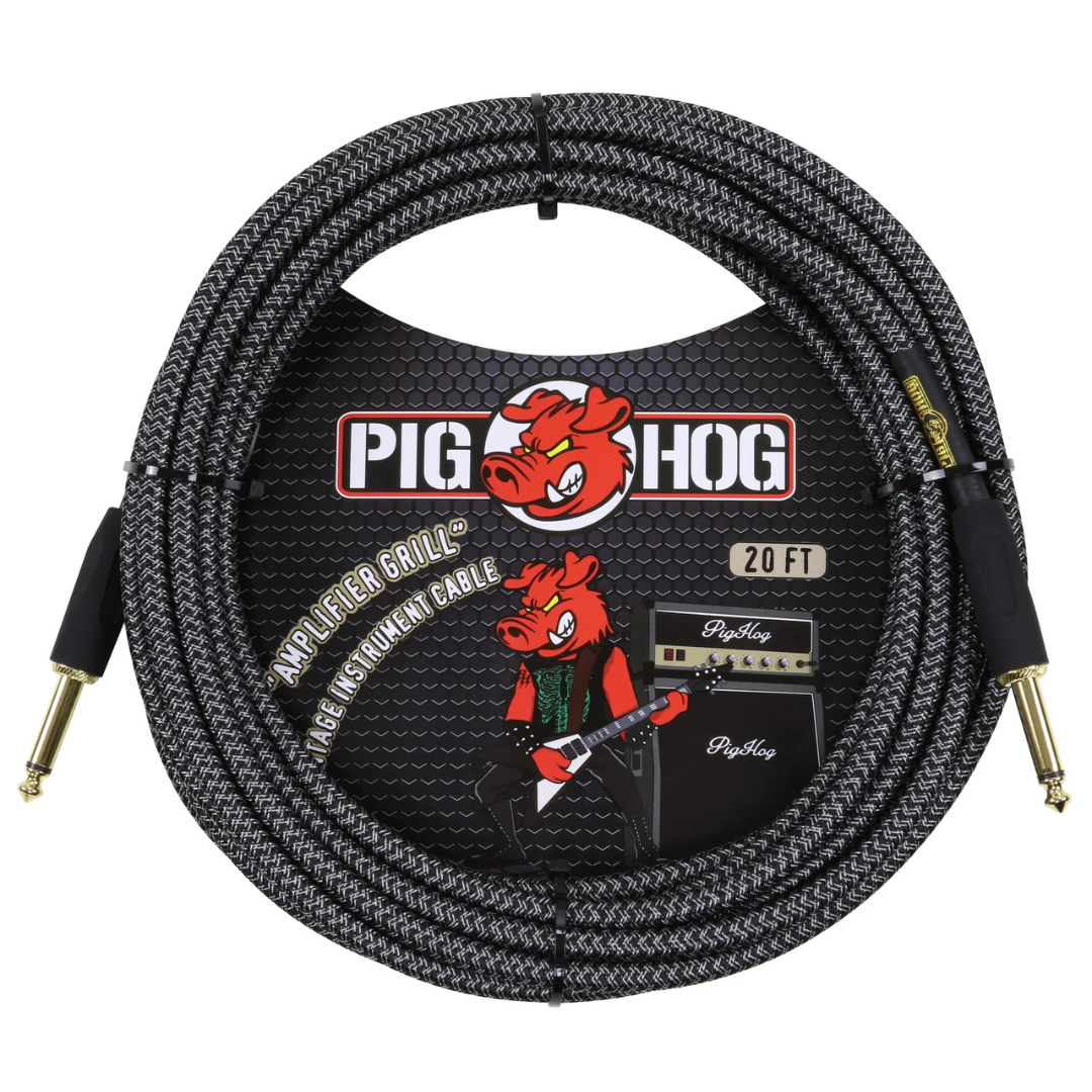 Pig Hog PCH20AG 20ft Straight/Straight Braided Instrument Cable in Amplifier Grill Grey