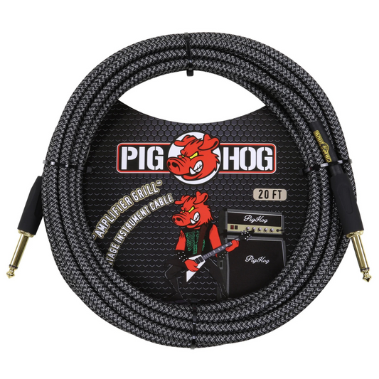 Pig Hog PCH20AG 20ft Straight/Straight Braided Instrument Cable in Amplifier Grill Grey