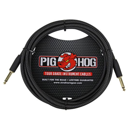 Pig Hog PCH10BK 10ft Straight/Straight Braided Instrument Cable in Black