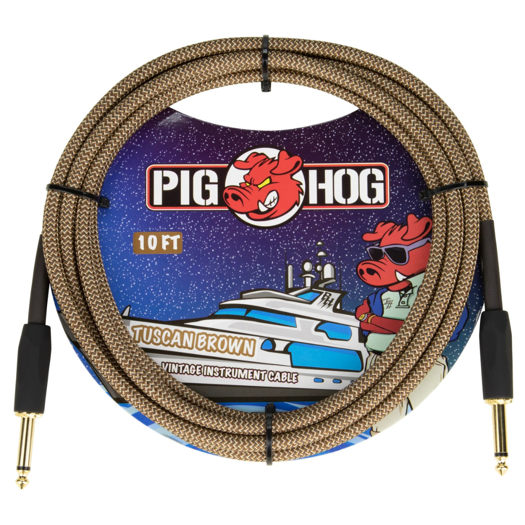 Pig Hog PCH10TBR 10ft Straight/Straight Braided Instrument Cable in Tuscan Brown