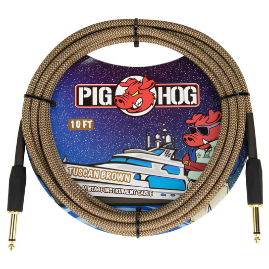Pig Hog PCH10TBR 10ft Straight/Straight Braided Instrument Cable in Tuscan Brown