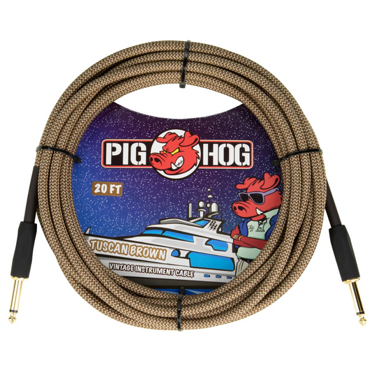 Pig Hog PCH20TBR 20ft Straight/Straight Braided Instrument Cable in Tuscan Brown