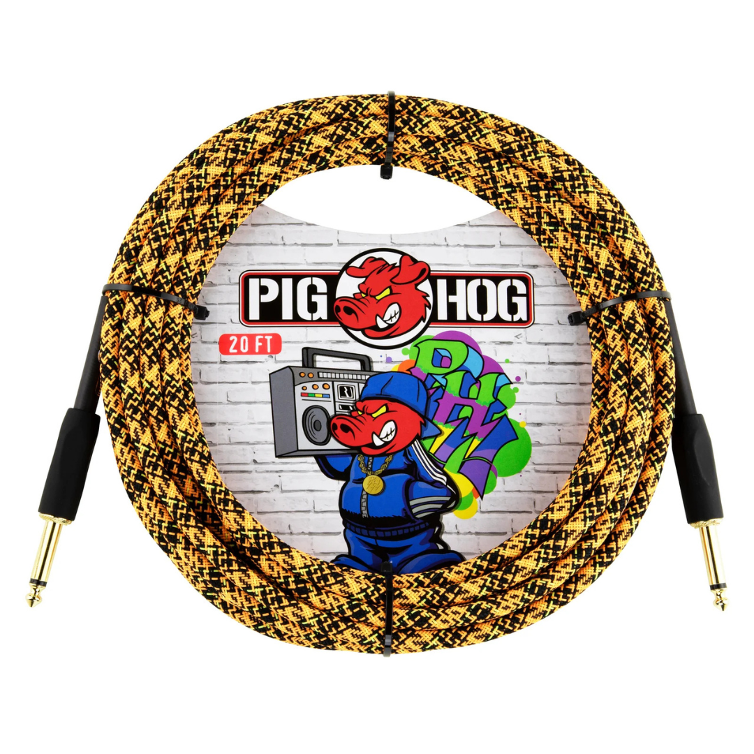 Pig Hog PCH20GOR 20ft Straight/Straight Braided Instrument in Orange Graffiti
