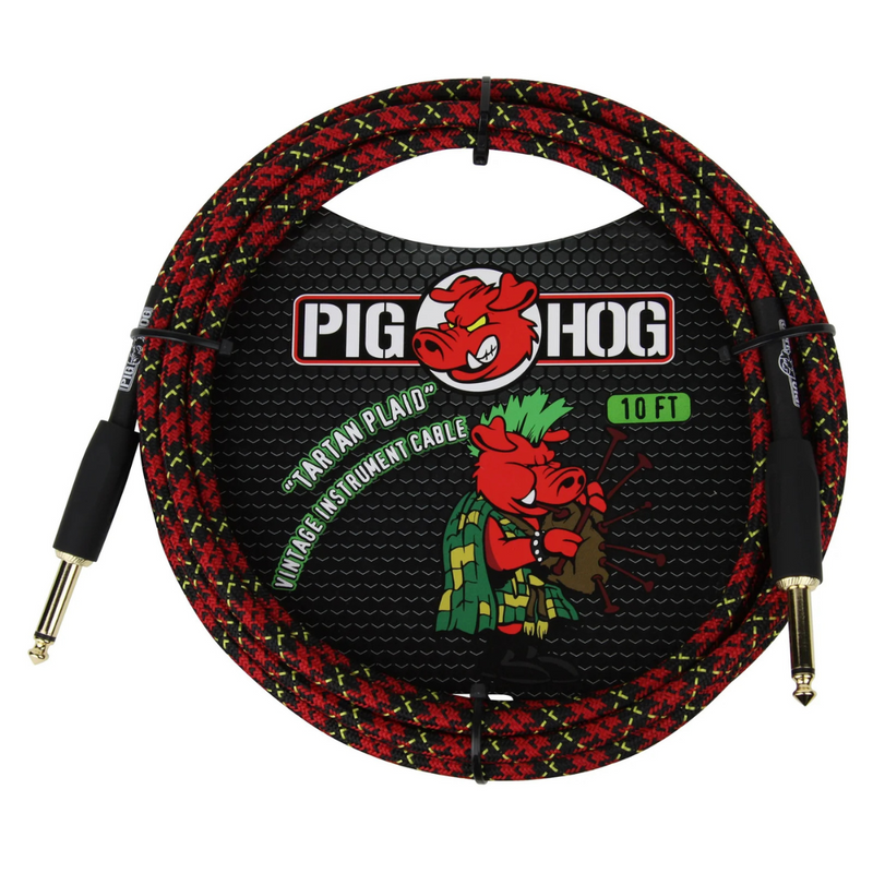 Pig Hog PCH10PL 10ft Braided Straight/Straight Instrument Cable in Tartan Plaid