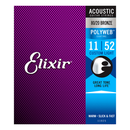 Elixir Polyweb 80/20 Bronze Acoustic Guitar Strings (Assorted Gauges)
