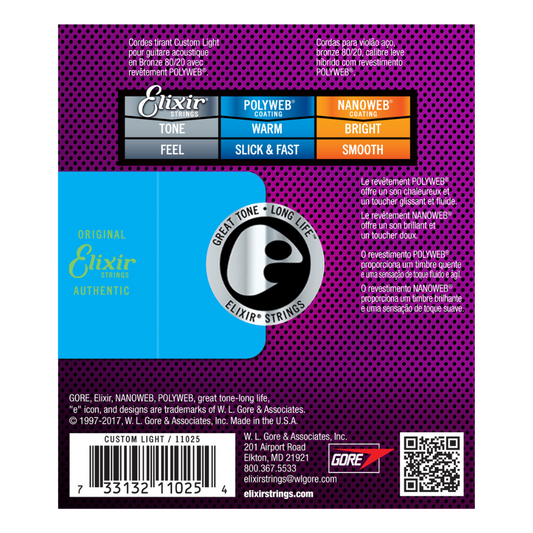 Elixir Polyweb 80/20 Bronze Acoustic Guitar Strings (Assorted Gauges)