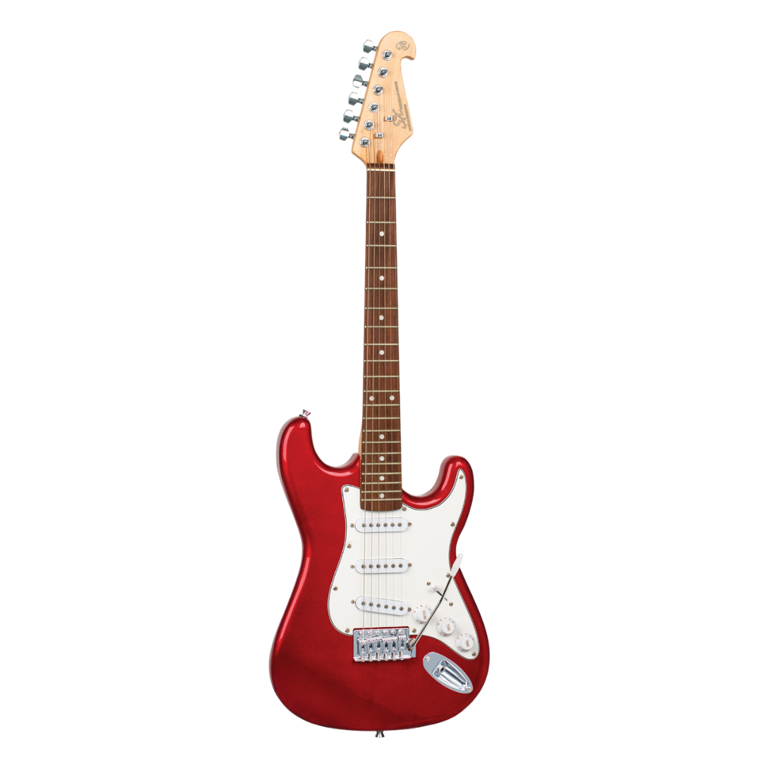 SX SE1SK34CAR Stratocaster-Style 3/4-Sized Right-Handed Electric Guitar Pack in Candy Apple Red