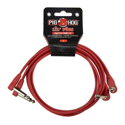Pig Hog Lil' Pigs Low Profile PHLSK3CA 3' Candy Apple Red Patch Cables (2 Pack)
