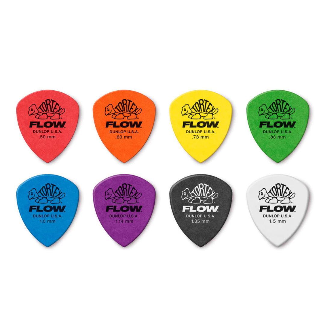 Dunlop Tortex Flow Picks (12 Pack) (Assorted Sizes/Colours)