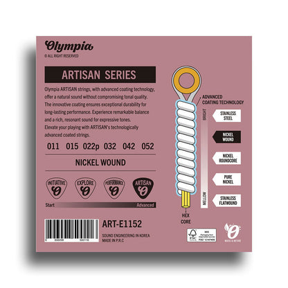 Olympia Artisan Series Coated Medium Top Heavy Bottom Electric Guitar String Set (11-52)