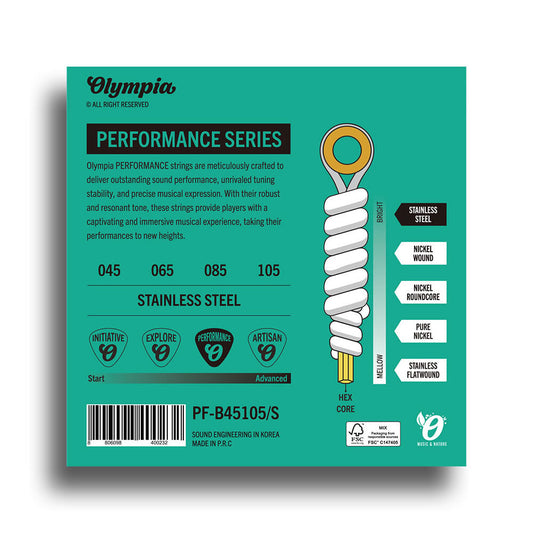 Olympia Performance Series Light Top Medium Bottom Electric Bass String Set (45-105)